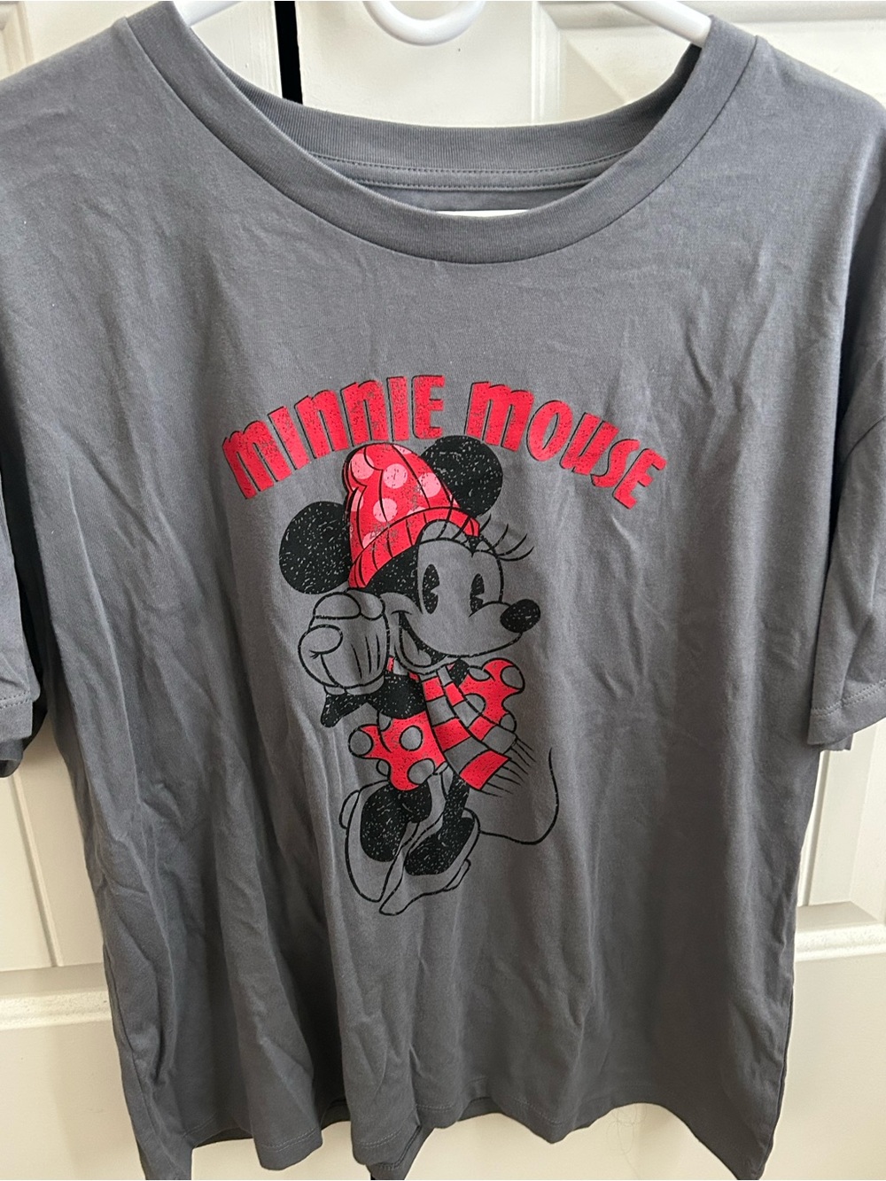 Disney Gray Tee with Red Minnie Accent